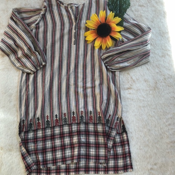 Mes Demoiselles Dresses & Skirts - Mes demoiselles striped and plaid cotton dress